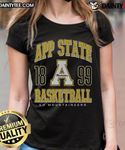 Good Appalachian State Mountaineers basketball ladies tee featuring team colors and logo for fans and supporters.