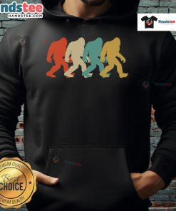 Retro pop art Bigfoot silhouette hoodie design featuring a colorful Sasquatch illustration, perfect for fans of cryptids.