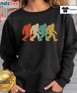Retro pop art sweatshirt featuring a good Bigfoot silhouette, perfect for Sasquatch enthusiasts and unique fashion lovers.