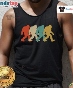 Retro pop art Sasquatch silhouette on a tank top, featuring a vibrant design of Good Bigfoot for unique style.