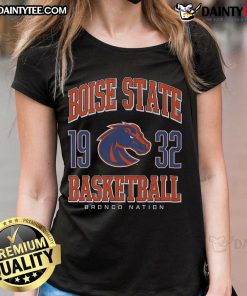 Alt Text: Good Boise State Broncos Basketball Ladies Tee featuring vibrant team colors and logo, perfect for fans.