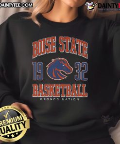 Alt Text: Comfortable Boise State Broncos basketball sweatshirt featuring team colors and logo, perfect for fans and athletes.