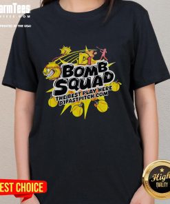 Good Bomb Squad The Best Play Here Ladies Tee in vibrant colors, perfect for casual wear and showcasing team spirit.
