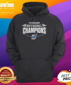 Alt Text: California State Fullerton Titans 2025 Big West Conference Baseball Champions hoodie in locker room setting.