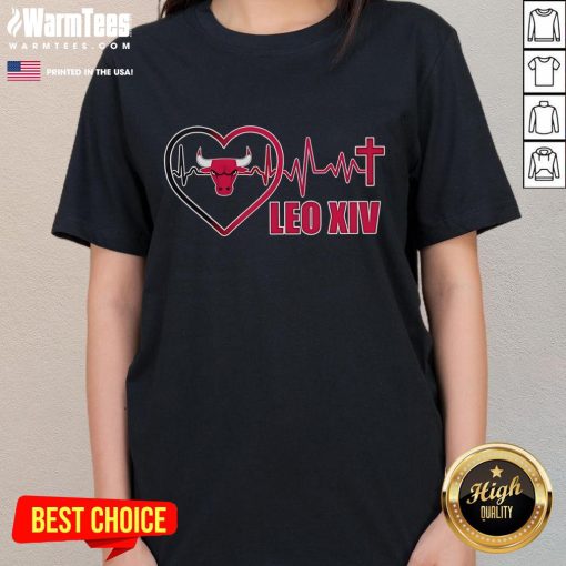 Good Chicago Bulls Pope Leo XIV Heartbeat Ladies Tee showcasing stylish design for fans and fashion enthusiasts.