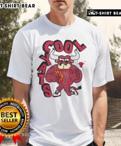 Alt Text: Good Chicago Bulls Stadium Essentials NBA x Staycool mascot t-shirt featuring vibrant design and team logo.