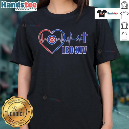 Good Chicago Cubs LEO XIV Heartbeat Ladies Tee featuring vibrant team colors and stylish design for passionate fans.