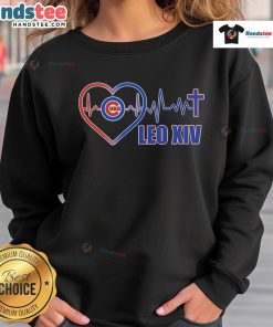 Alt Text: Good Chicago Cubs LEO XIV Heartbeat Sweatshirt featuring vibrant team colors and stylish design for fans.