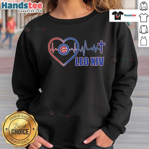 Alt Text: Good Chicago Cubs LEO XIV Heartbeat Sweatshirt featuring vibrant team colors and stylish design for fans.