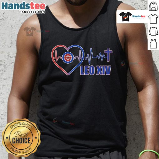Good Chicago Cubs LEO XIV Heartbeat Tank Top featuring vibrant team colors and stylish design for loyal fans.