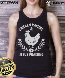 Good Chicken Raising Jesus Praising Tank Top featuring a vibrant design perfect for chicken lovers and faith enthusiasts.