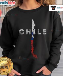 Distressed Chile souvenir sweatshirt featuring a map and flag design, perfect for proud Chileans and travelers.