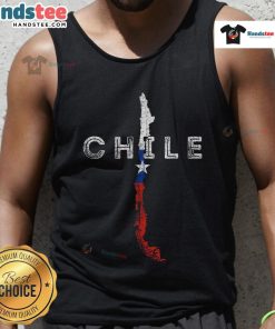 Distressed Chile souvenir tank top featuring a map and flag design, perfect for showcasing your love for Chile.