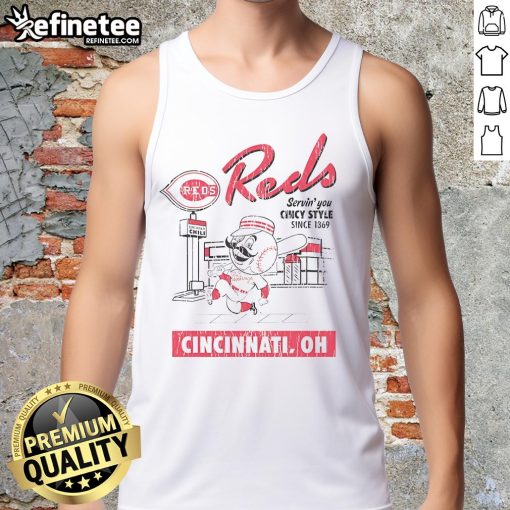 Good Cincinnati Reds deli tank top showcasing Cincy style, serving fans since 1869, perfect for Reds supporters.