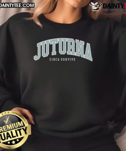 Good Circa Survive Juturna varsity sweatshirt in navy blue, featuring band logo and stylish design for fans.