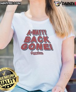 Good Cleveland Guardians A Wayyy Back Gone ladies tee featuring vibrant design and team logo for stylish fan apparel.