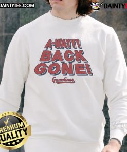 Alt Text: Cozy Good Cleveland Guardians A Wayyy Back Gone sweatshirt in navy blue, perfect for fans showcasing team spirit.