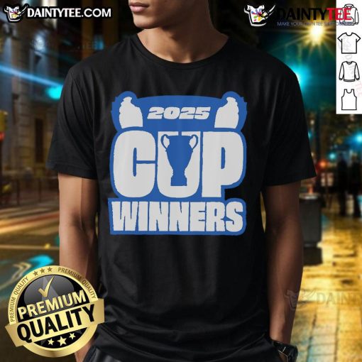 Limited Edition Good Club Brugge Kv 2025 Cup Winners T-Shirt showcasing team colors and logo design.