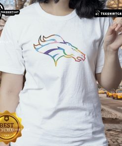 Alt Text: Womens Good Denver Broncos Logo Pride Tee featuring vibrant colors and team logo for fans.