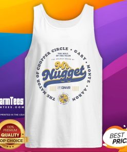 Denver Nuggets fan Gary Monte wearing a tank top at Chopper Circle, showcasing team pride and local spirit.