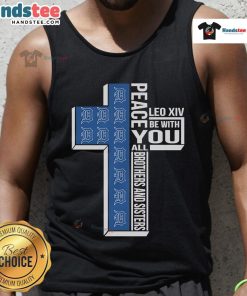 Detroit Tigers tank top featuring 'Peace You Leo XIV' design for fans, perfect for summer outings and team spirit.