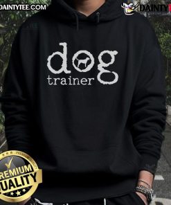 Good Dog Trainer hoodie worn by a trainer in a dog school, showcasing a professional and friendly atmosphere.