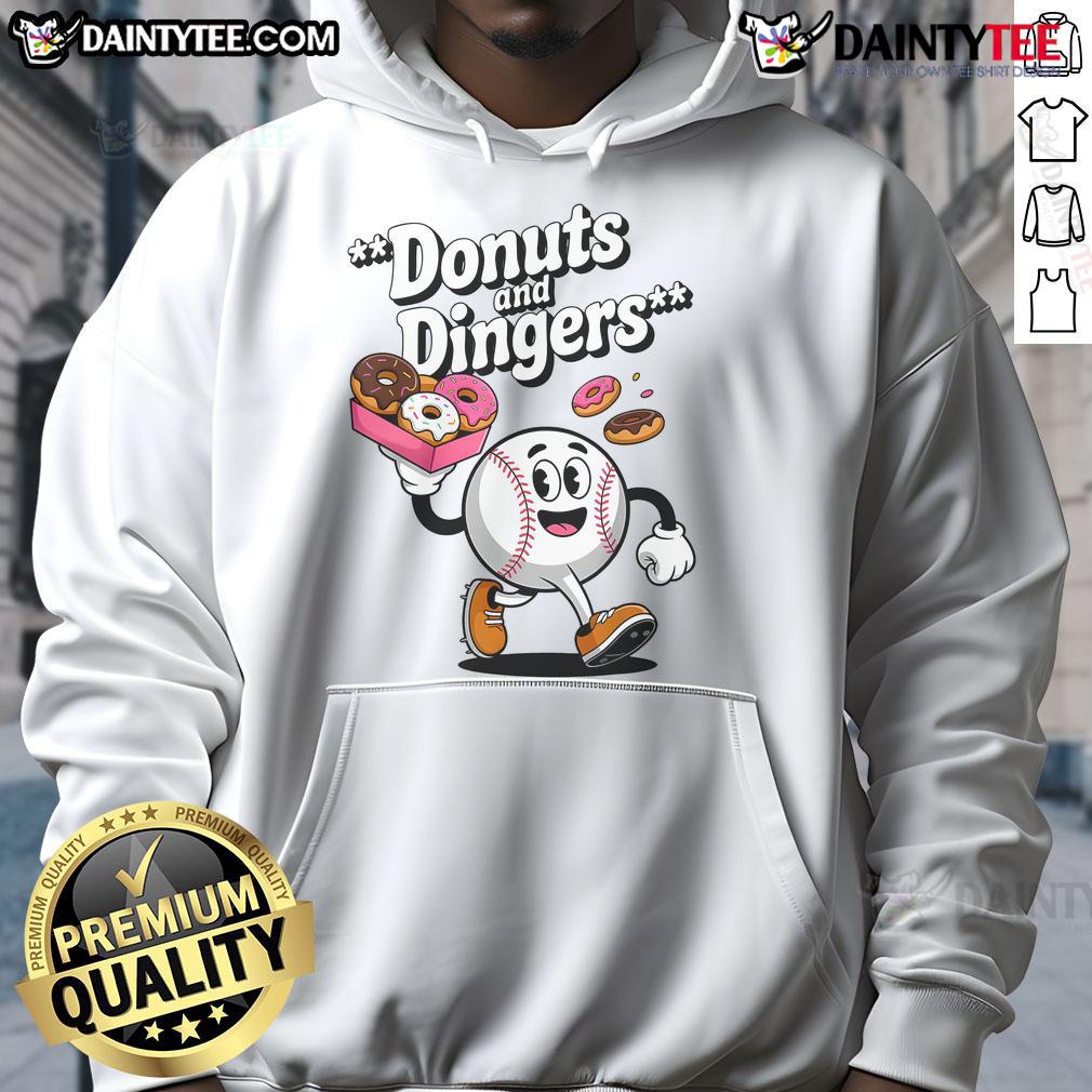 Good Donuts And Dingers Baseball Fan Humor Donut Hoodie Good Donuts And Dingers baseball fan humor hoodie featuring a playful donut and baseball graphic, perfect for sports enthusiasts.
