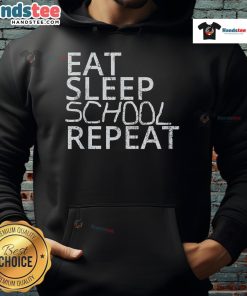 Vintage hoodie with 'Good Eat Sleep School Repeat' slogan, perfect for back to school fashion.