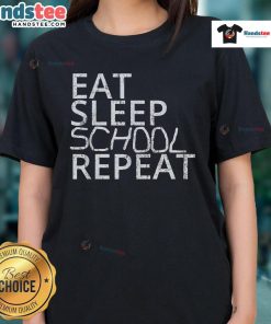 Vintage ladies tee featuring 'Good Eat Sleep School Repeat' design, perfect for back to school fashion.