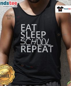 Vintage tank top featuring 'Good Eat Sleep School Repeat' design, perfect for back-to-school style and casual wear.