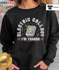Alt Text: Good Electric Callboy Im Tekkno arcade sweatshirt featuring vibrant graphics and a stylish design for music lovers.