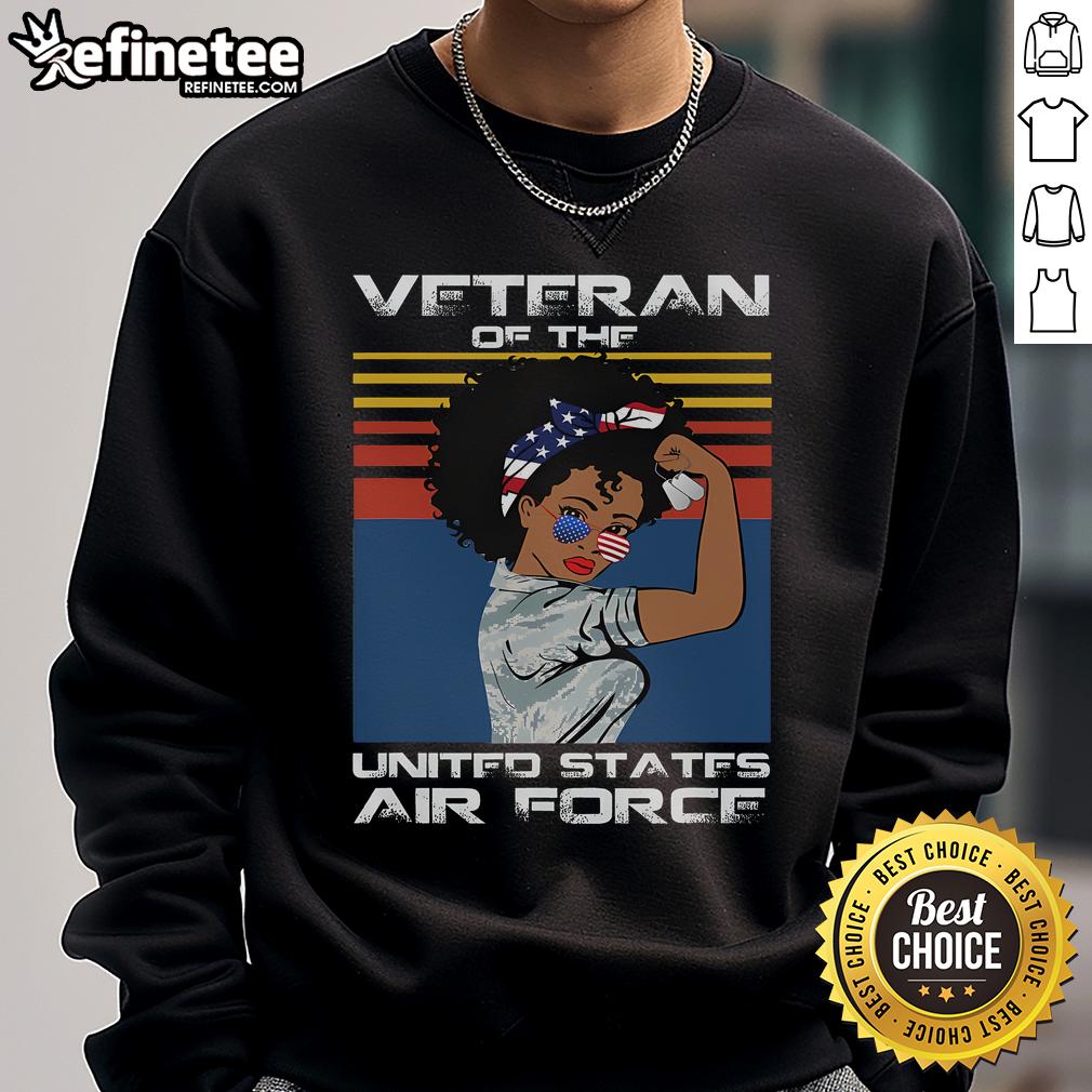 Good Female Veteran Of The United States Air Force Usaf Veteran Sweatshirt Female veteran of the United States Air Force wearing a USAF veteran sweatshirt, showcasing pride and service.