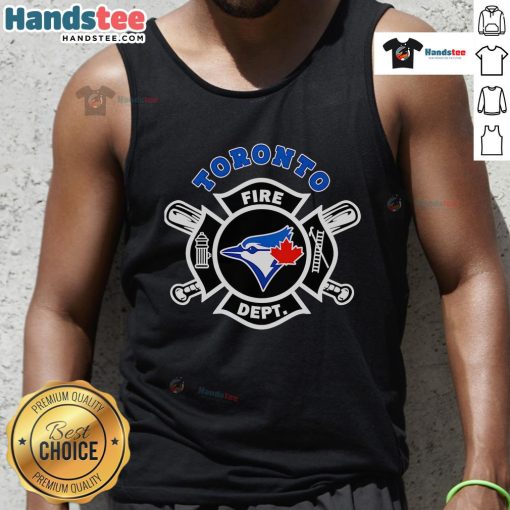 Stylish blue tank top featuring Toronto Blue Jays logo, perfect for baseball fans and summer wear.