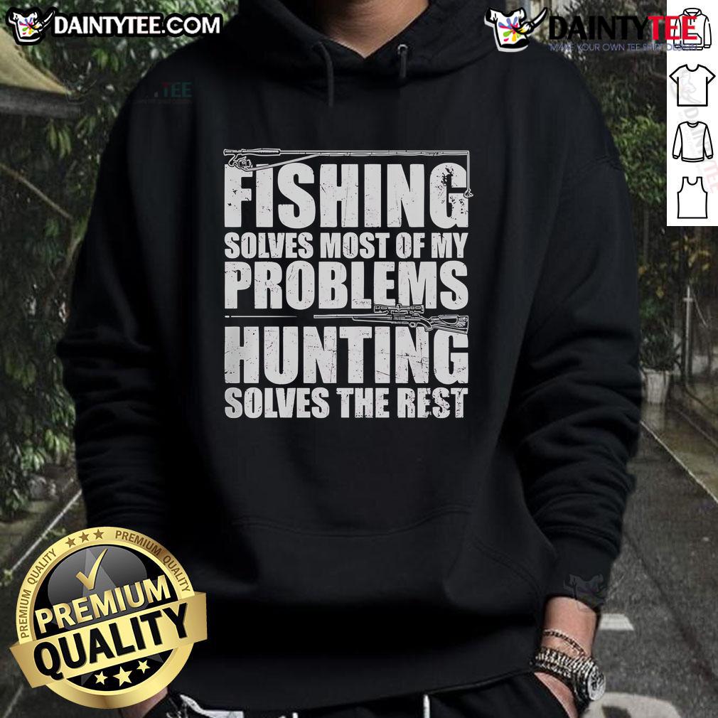 Good Fishing Solves Most Of My Problems Hoodie Alt Text: Good Fishing Solves Most Of My Problems Hoodie in navy blue, featuring a catchy fishing quote for outdoor enthusiasts.
