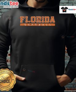 Vintage orange hoodie featuring 'Good Florida Softball' design, perfect for fans of Florida softball and casual wear.
