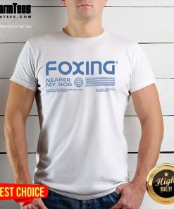 Good Foxing Nearer My God T-Shirt featuring Global Telegraphing Services US Pat Est 1980 design, perfect for unique style.