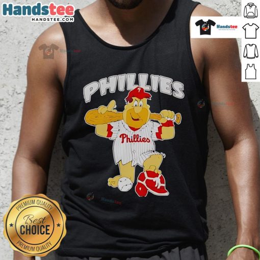 Alt Text: Good Fred Flintstone Philadelphia Phillies tank top featuring vibrant graphics and a comfortable fit for fans.