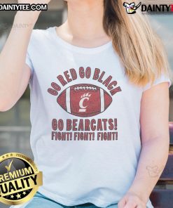 Good Go Red Go Black Go Bearcats Ladies Tee featuring vibrant colors and stylish design for fans of Bearcats apparel.