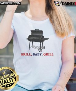 Good Grill Baby Grill Ladies Tee featuring a stylish design perfect for summer BBQs and grilling enthusiasts.