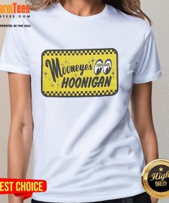 Good Hoonigan X Mooneyes Go With Hoon ladies tee featuring a stylish design perfect for car enthusiasts.