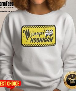 Good-Hoonigan-X-Mooneyes Go With Hoon sweatshirt featuring bold graphics and stylish design, perfect for motorsport enthusiasts.