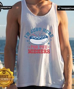 Good I'm Just Here For The Wieners tank top featuring a fun, playful design perfect for summer BBQs and dog lovers.