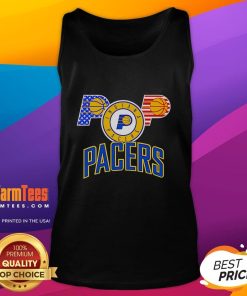 Good Indiana Pacers American Flag Logo tank top featuring the team logo and patriotic design in vibrant colors.