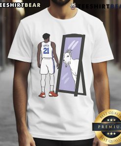 Good Joel Embiid Mirror Goat T-Shirt featuring a bold graphic design celebrating the NBA star's greatness.