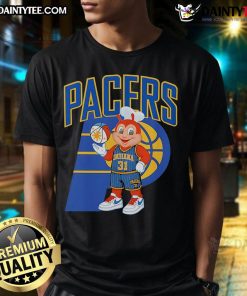 Alt Text: Good Jollibee Pacers Indy T-Shirt featuring vibrant colors and iconic logo, perfect for fans of Jollibee and basketball.