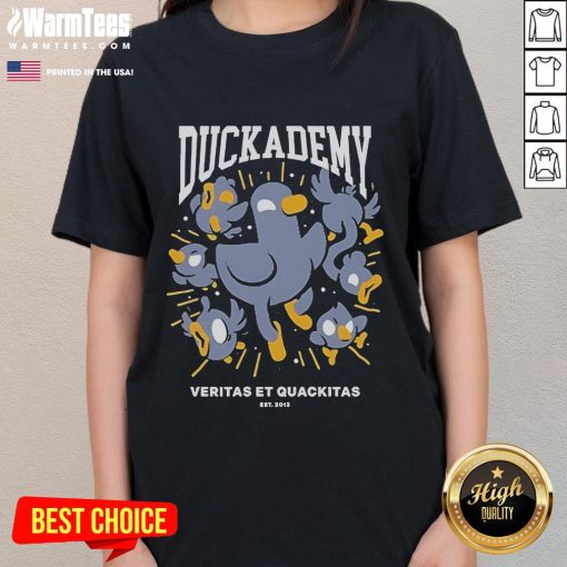 Good Kurzgesagt Duckademy Veritas et Quckitas Est 2013 ladies tee featuring vibrant colors and a stylish design.