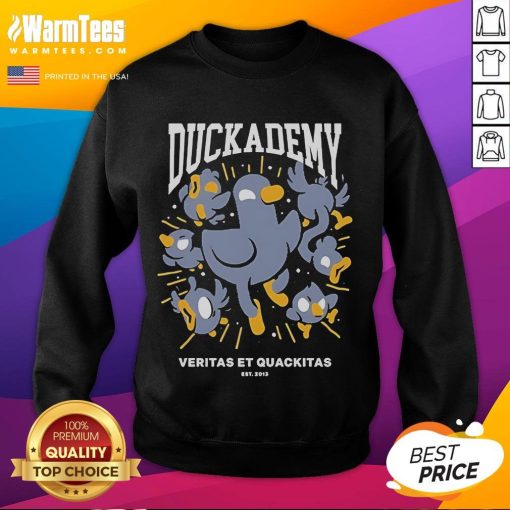 Alt Text: Good Kurzgesagt Duckademy Veritas et Quckitas Est 2013 sweatshirt featuring vibrant colors and unique design.