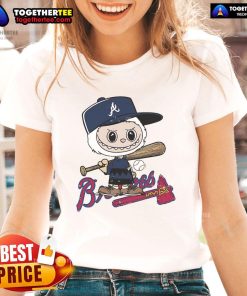 Alt Text: Good Labubu Charlie Brown Atlanta Braves ladies tee featuring vibrant graphics and a stylish design for female fans.