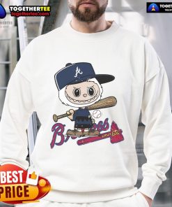Good Labubu Charlie Brown Atlanta Braves sweatshirt featuring vibrant team colors and a playful design for fans.