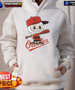 Good Labubu Charlie Brown Baltimore Orioles hoodie featuring vibrant colors and playful design for baseball fans.